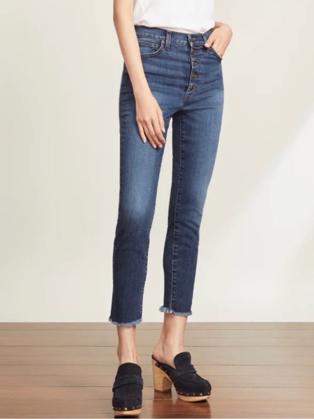 Veronica Beard Debbie High-Rise Button-Fly Ankle Skinny Jeans